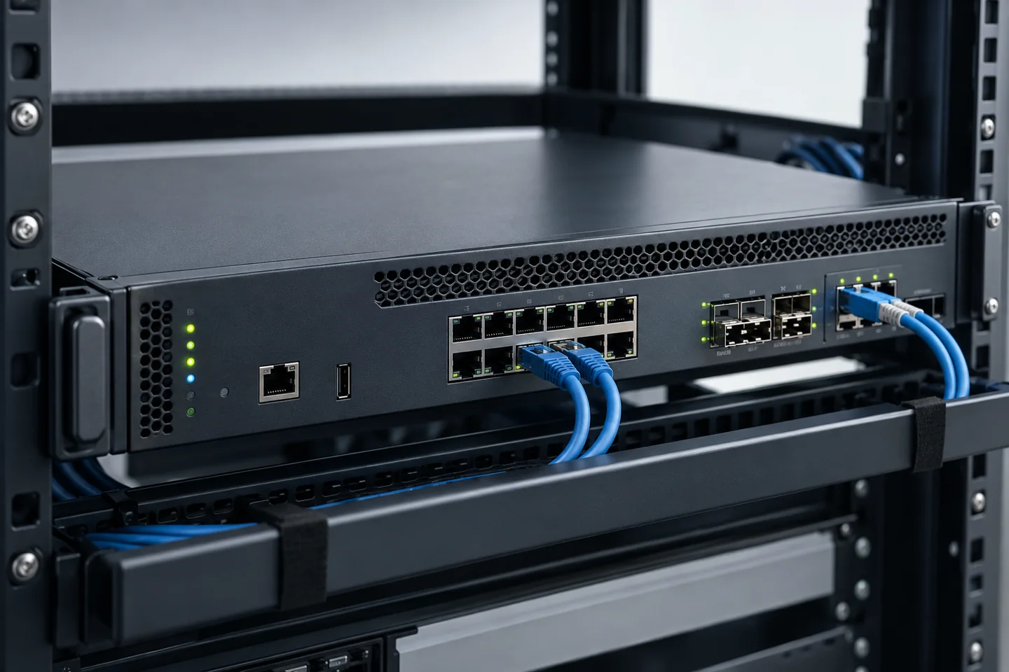 Illustrative rack-mounted enterprise firewall appliance